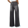 thumbnail image 4 of Women's Sweatpant Jeans, High Waisted Stretch Pull On Pants That Look Like Jeans, Wide Leg Comfort Denim Pants for Casual Wear, Lounging and Daily Outfits Black M, 4 of 9