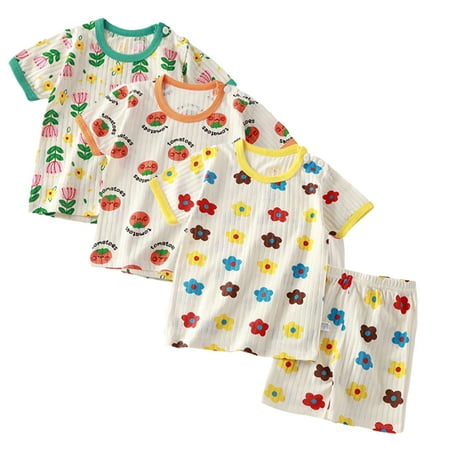 

YTDSCS Toddler Kids Girls Boys Pajamas Outfit Soft Cotton Jammies Summer Crewneck Sleepwear Pjs 2PCS Set 1-6T