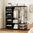 thumbnail image 2 of Dovied Portable Closet, Large Capacity Wardrobe Closet, Clothes Organizer with Shelves 4 Storage Baskets and 2 Hanging Rods, Black, 2 of 8