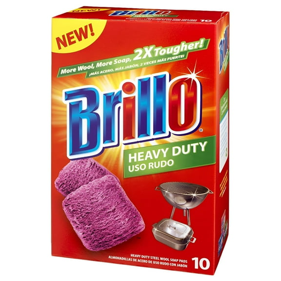 Brillo Heavy Duty Steel Wool Soap Pads, Original Red Scent, 10-Count