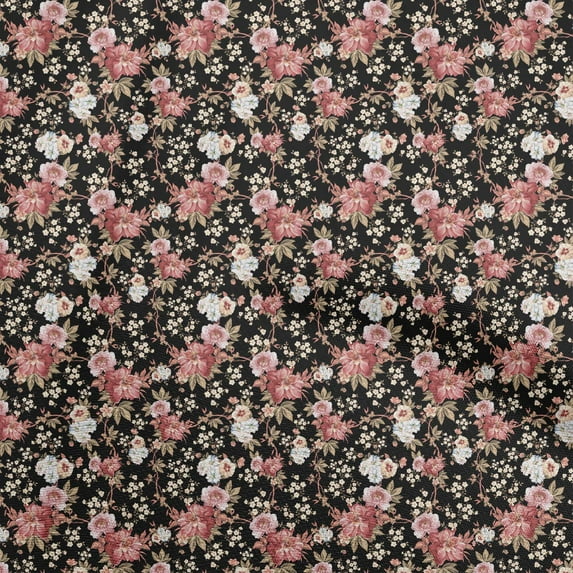 oneOone Viscose Jersey Black Fabric Florals Diy Clothing Quilting Fabric Print Fabric By Yard 60 Inch Wide