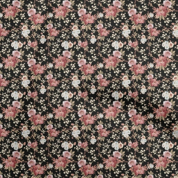 oneOone Polyester Spandex Black Fabric Florals Craft Projects Decor Fabric Printed By The Yard 56 Inch Wide