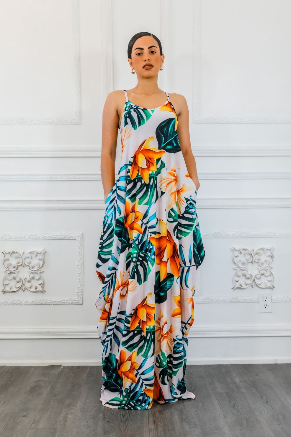 Monaco Palm Wrap Flow Maxi Dress