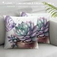 thumbnail image 3 of PHYHOO  Tropical plant pillowcase green succulent aloe vera butterfly pattern decorative cushion cover square pillowcase available in various sizes, 3 of 5
