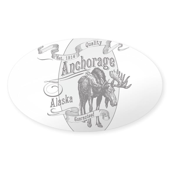 CafePress - Anchorage Vintage Moose - Sticker (Oval)