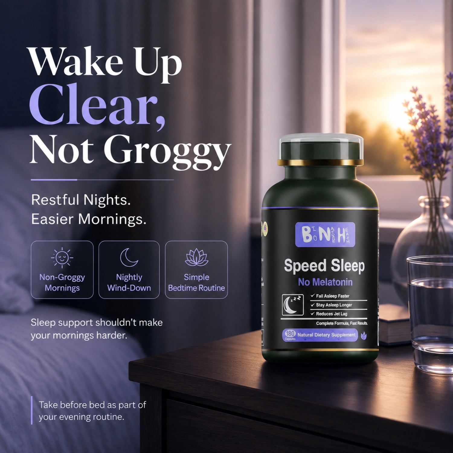 Speed Sleep Sleep Support Supplement, Promotes Relaxation & Healthy Sleep Cycle, Herbal Formula, 180 Capsules