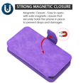 thumbnail image 5 of Bemz PU Leather Clutch Wallet (Magnetic Detachable Case, 7 Card Slots, Zipper Pocket) Compatible with iPhone 14 - Purple, 5 of 7