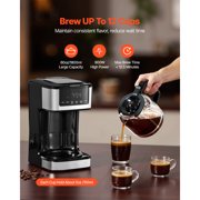 KFFKFF Programmable 12-Cup Drip Coffee Maker with Touch Screen, 4-Hour Keep Warm Function, Adjustable Brew Strength, and 24-Hour Timer for Home Use