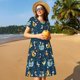 thumbnail image 4 of Easygdp Space Sleeping Panda para Vestido Transpirable de Mujer, Vestido Suelto de Manga Corta con Pliegues y Bolsillos para el Verano, 4 of 6