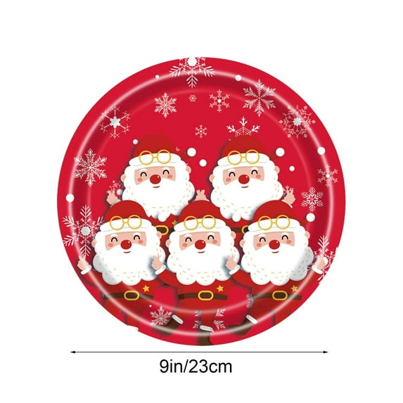 Vrorvz 16 Pack Santa Claus Paper Plates Christmas Plates Christmas Paper Plates Disposable Tableware Snowflakes for Christmas Parties Year End Easy Cleanup 8.9in Multicolor