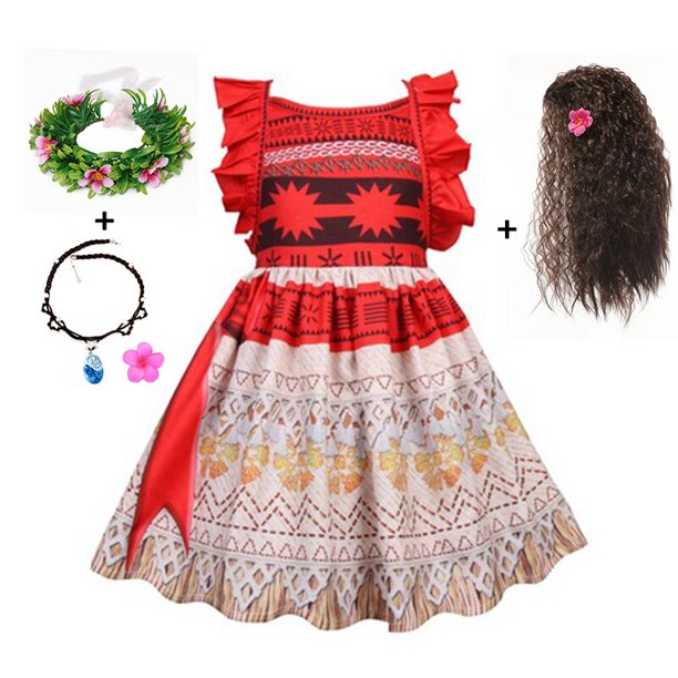 Disney Little Girls Moana Princess Dresses Costumes Cosplay Toddler Dress Vaiana Clothes Party for 3 6 8 10 Yrs Girl Outfit GiftTag 150cm (9T-10T) Gao Jinjia LED