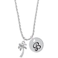 thumbnail image 1 of Delight Jewelry Silvertone Palm Tree Silvertone Script Initial Disc - B - Charm Necklace, 20"+3", 1 of 4