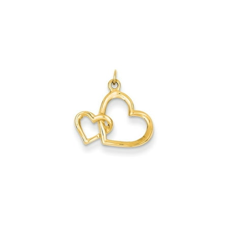 14k Yellow Gold Double Heart Pendant Charm Necklace Love Fine Jewelry For Women Gift