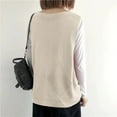 thumbnail image 5 of Zedker Women's Button V Neck Sleeveless Vintage Knit Sweater Vest Lightweight Jacket Waistcoat Beige Plus Free Size, 5 of 5
