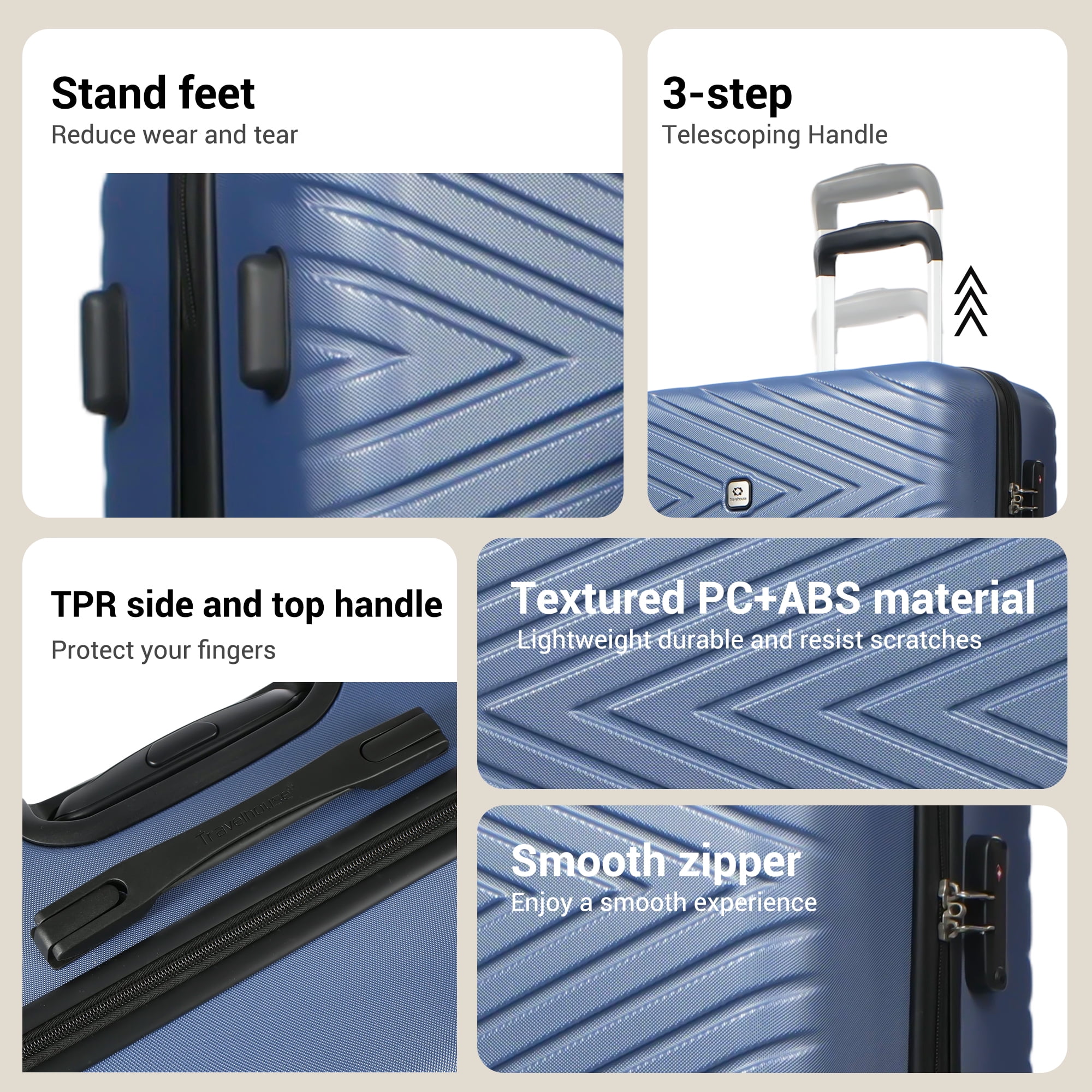 Travelhouse 4 Piece Hardshell Luggage Set with TSA Lock