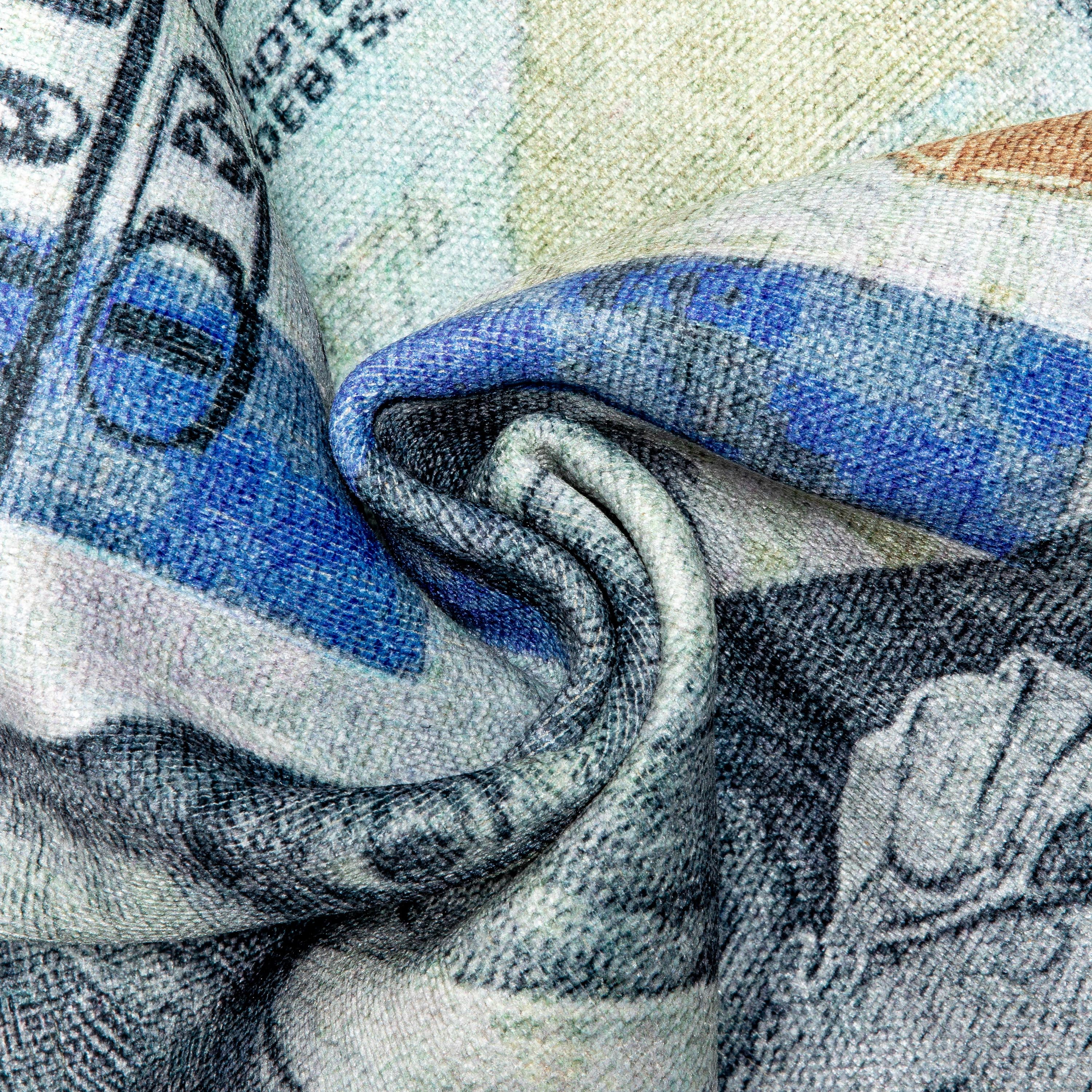 Well Woven Money Dollar Front Novelty Novelty Green Blue 3' x 7'3" Runner Rug