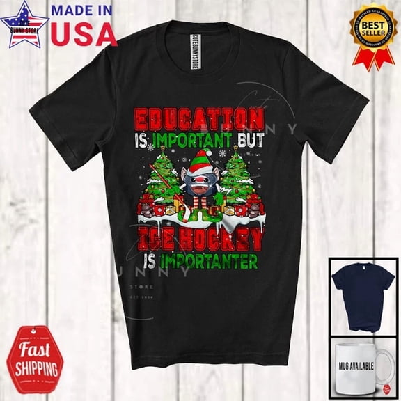 Education Important Ice Hockey Is Importanter; Joyful Tree Sport Shirt
