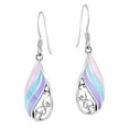 thumbnail image 4 of Swirl Rainbow Teardrop Multi-Purple Shell Sterling Silver Dangle Earings, 4 of 5
