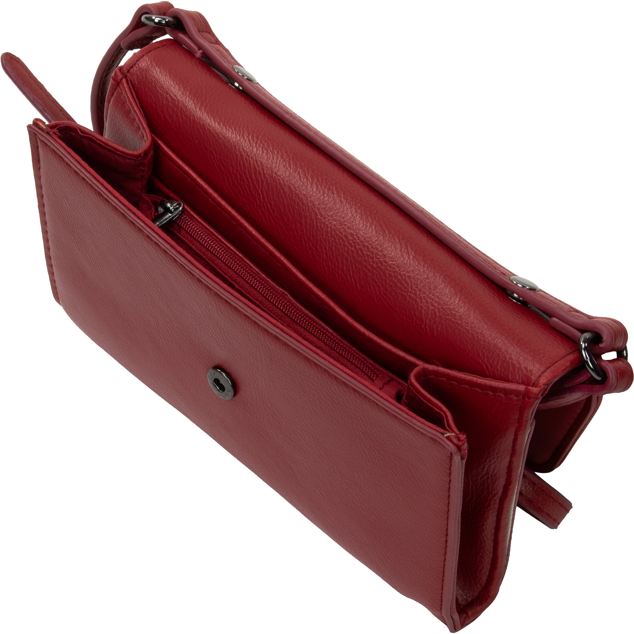 True Gear Women's Faux Leather Clutch Crossbody Bag, Red
