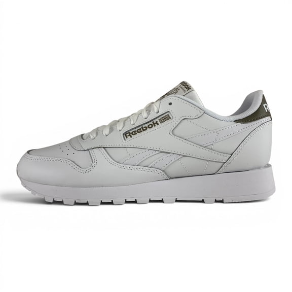 Reebok Classic Leather White Gritty Grey Men's Shoes Sneakers 100242398, Men's U.S. Shoe Size 9.5