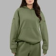thumbnail image 4 of Olyvenn Womens Hoodie with Kangaroo Pouch Hidden Zipper Pockets Lightweight Oversized Fleece Athletic Sweatshirts Army Green L, 4 of 9