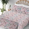 thumbnail image 3 of Ambesonne Flowers Fitted & Flat Sheet with Shams 4 Pcs Set, Floral Spring Vibes Print, Full, Soft Blue Pale Pink Peach, 3 of 5