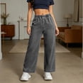 thumbnail image 5 of TaTaai Womens Jeans High Waisted Straight Wide Leg Solid Soft Breathable Denim Trousers for Spring Fall Gift, 5 of 9