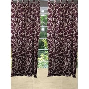 Mogul Curtain Panels 2 Set Printed Purple Indian Darpes Window Treatment Ideas (Length:84")