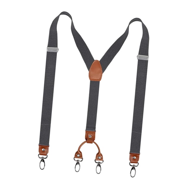 Tirantes ajustables informales para hombre con cierre a presión para camisas, eventos formales y vaqueros. Gris