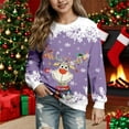 thumbnail image 2 of Little Girl Christmas Sweatshirt Christmas Reindeer Printed O-Neck Full Sleeve Pullover Shirt Xmas Cozy Pullover Top, 2 of 4