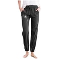 thumbnail image 1 of Ladies Pants Casual Ladies Minimalist Spring Summer Solid Color With Printed Pockets Drawstring Women Wide Leg Pants Black L, 1 of 3