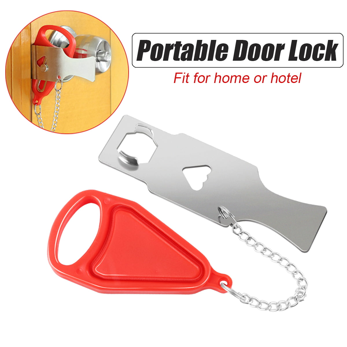 Details about Portable Door Lock Travel Hotel Door Stopper Lock Anti Theft Hardware Security