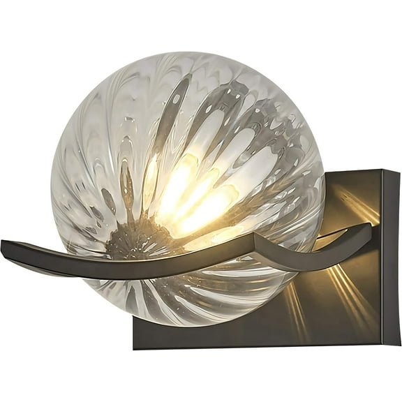 Wall Sconce, Modern LED Wall Light with 6 Inch Glass Shade,E27 Base Metal Wall Lamp for Living Room, Bedroom, Hallway, Bathroom Lighting,3