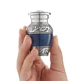 thumbnail image 3 of Reminded Small Cremation Urns for Human Ashes, Mini Keepsake Set of 6 Blue and Silver with Velvet Case, 3 of 7