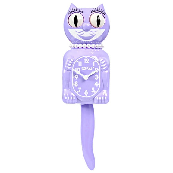 Pastel Lilac Lady Kit Cat Clock 15.5" Full Size Retro Style Kit-Cat Klock Moving Eyes and Tail Made in the USA NEW