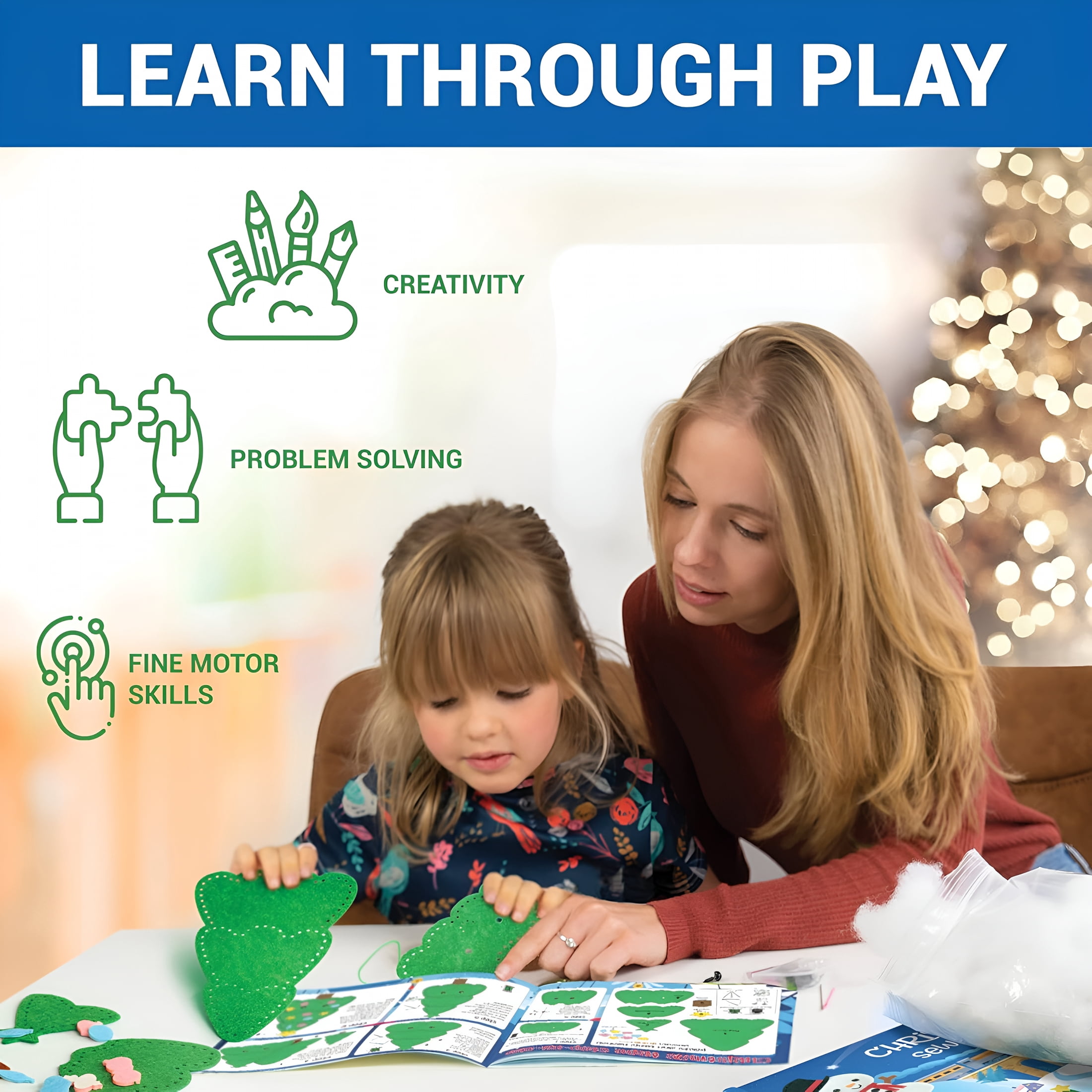 BESTSKY 2026 New Sewing Kit for Kids,Fun and Educational Christmas Craft Set for Boys and Girls Age 7-12,Sew Your Own Felt Christmas Set Craft Kit for Beginners,165 Piece Set