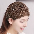 thumbnail image 6 of mdesiwst Women Headband Hollow Design Embroidery Lace Flower Elastic Headband with Imitation Pearl Sparkling Rhinestones Inlaid Hair Accessories, 6 of 8