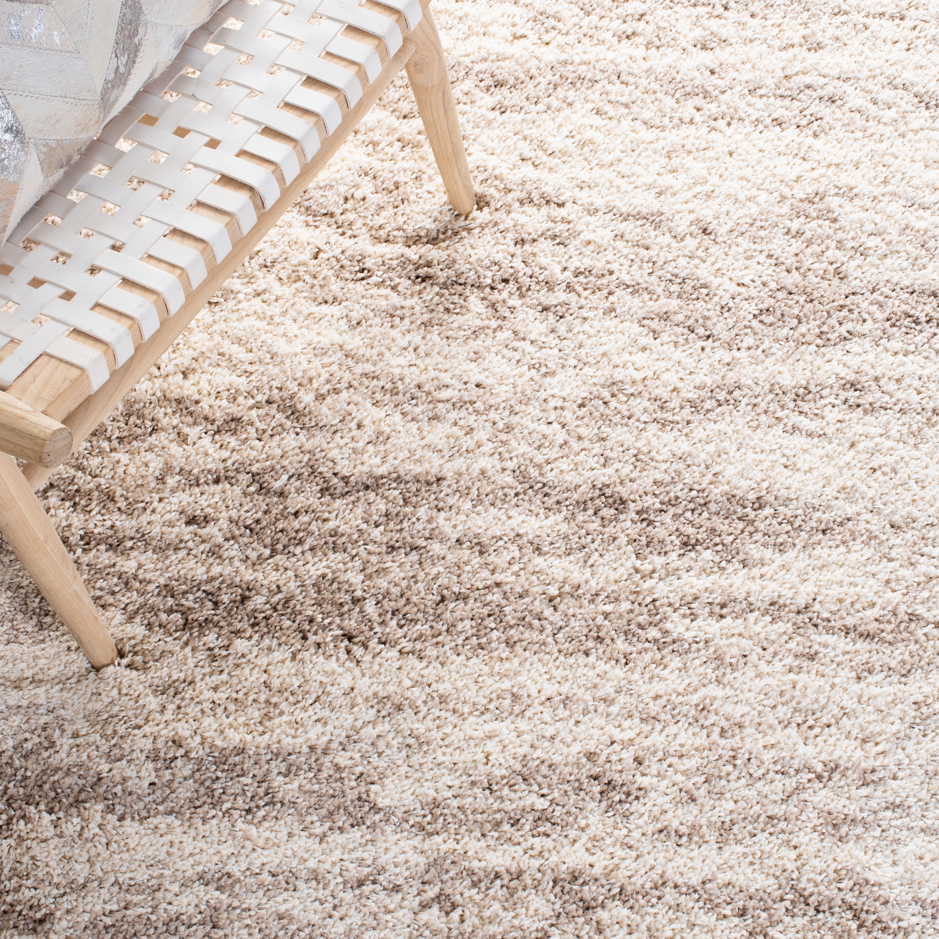 SAFAVIEH Hudson Jack Abstract Shag Area Rug, Ivory/Beige, 8' x 10'