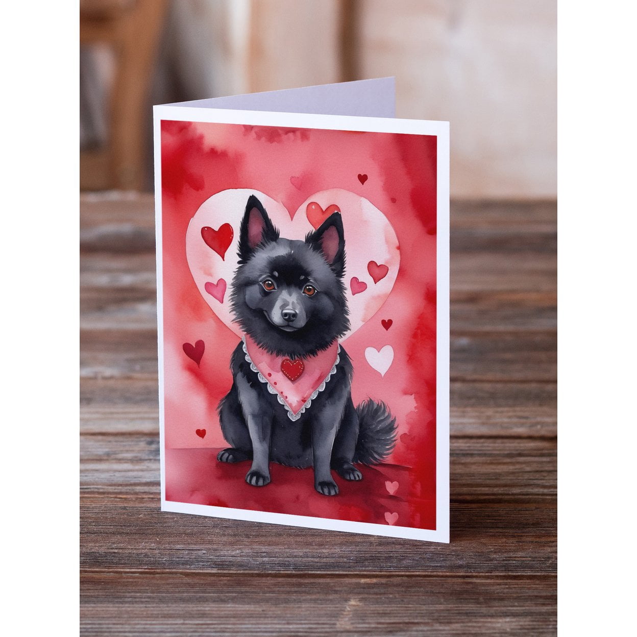 Schipperke My Valentine Greeting Cards Pack of 8 7 in x 5 in