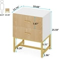 thumbnail image 7 of Finmind Striped 2-Drawer Nightstand: Modern End Table & Bedroom Organizer, Wood & White, 7 of 7