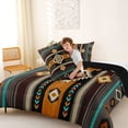 thumbnail image 4 of jejeloiu Bold Tribal Full Size Comforter Sets,Southwest Print Bedding Comforter Set For Boys,Black Brown,Black Reversible,3 Pieces,1 Comforter and 2 Pillowcases, 4 of 7