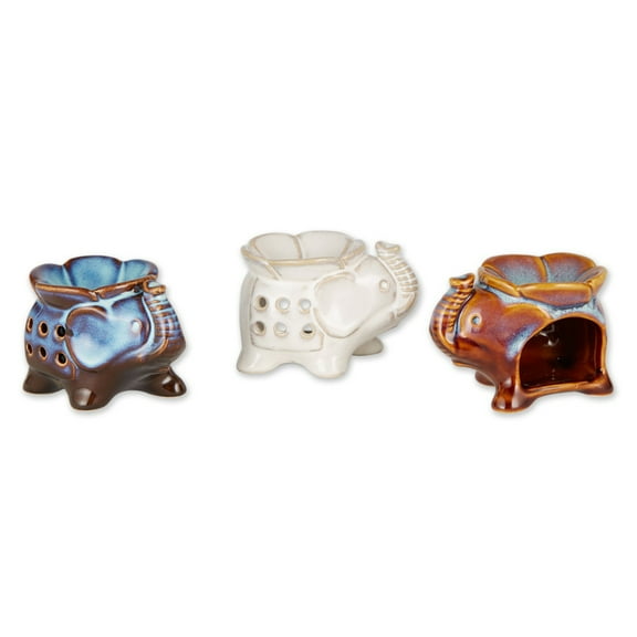 Home Decorative Set of 3 Porcelain Elephant Oil Warmers
