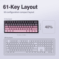 thumbnail image 2 of Magnetic Switch Gaming Keyboard, 61-Key 60% Layout, 6-Color Skeleton Hollow Case, RGB Backlit, Full N-Key Rollover, Hot-Swappable Adjustable Magnetic Switches, Backlit PBT Keycaps, 2 of 8
