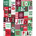 thumbnail image 2 of Serafina Home Holiday Patchwork Christmas Throw Blanket: Peace Joy Love Hope Greetings, Soft Cozy Accent for Sofa Couch Chair Bed or Dorm, Multi-Colored (Holiday Patchwork), 2 of 4