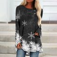 thumbnail image 2 of Pisexur Hauts de Noël pour Femmes T-Shirts Manches Longues T-Shirt à Imprimé des Fêtes Hauts Mode Xmas Col Rond Chandail à Enfiler Hauts Décontractés Amples Automne Hauts pour Sortir, 2 of 3