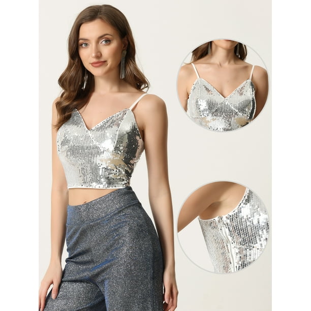 Corpiño de color Brillante Y2K Top de Tirantes con Lentejuelas