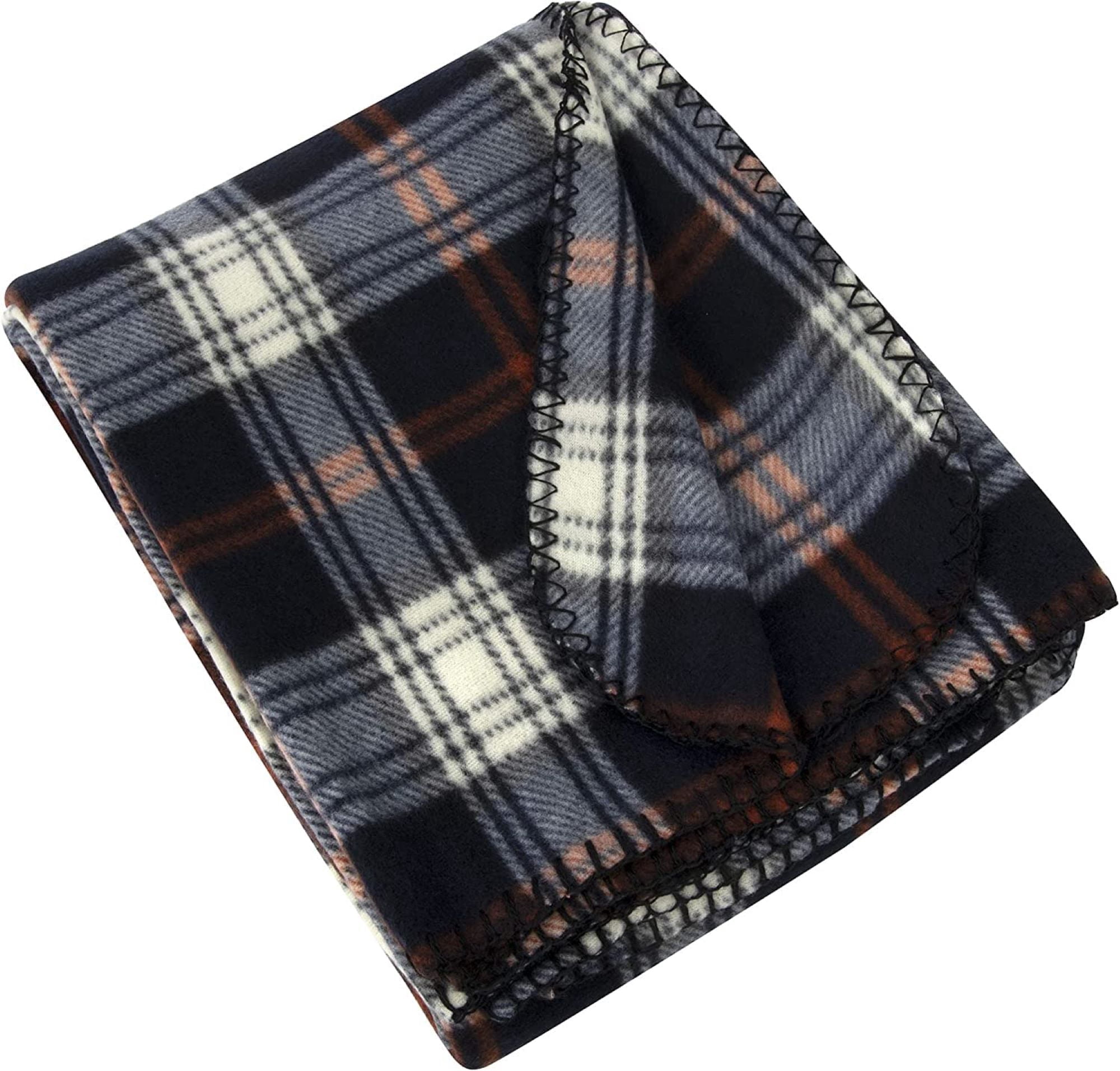 24 Pack of Bulk Wholesale 60”L x 50”W Plaid Color Fleece Throw Blankets for Fall, Winter, Spring, Summer, Men, Women, Children, Homeless, Charity Donation Drives in Black Plaid