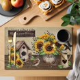 thumbnail image 2 of Farmhouse Sunflowers Placemats Set of 6, Western Star Vintage Sparrows Placemats for Dining Table, Place Mats for Kitchen Tabletop, Waterproof Wipeable Dining Table Mats Set, 2 of 9