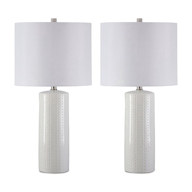 Bowery Hill Ceramic Table Lamp in White (Set of 2)