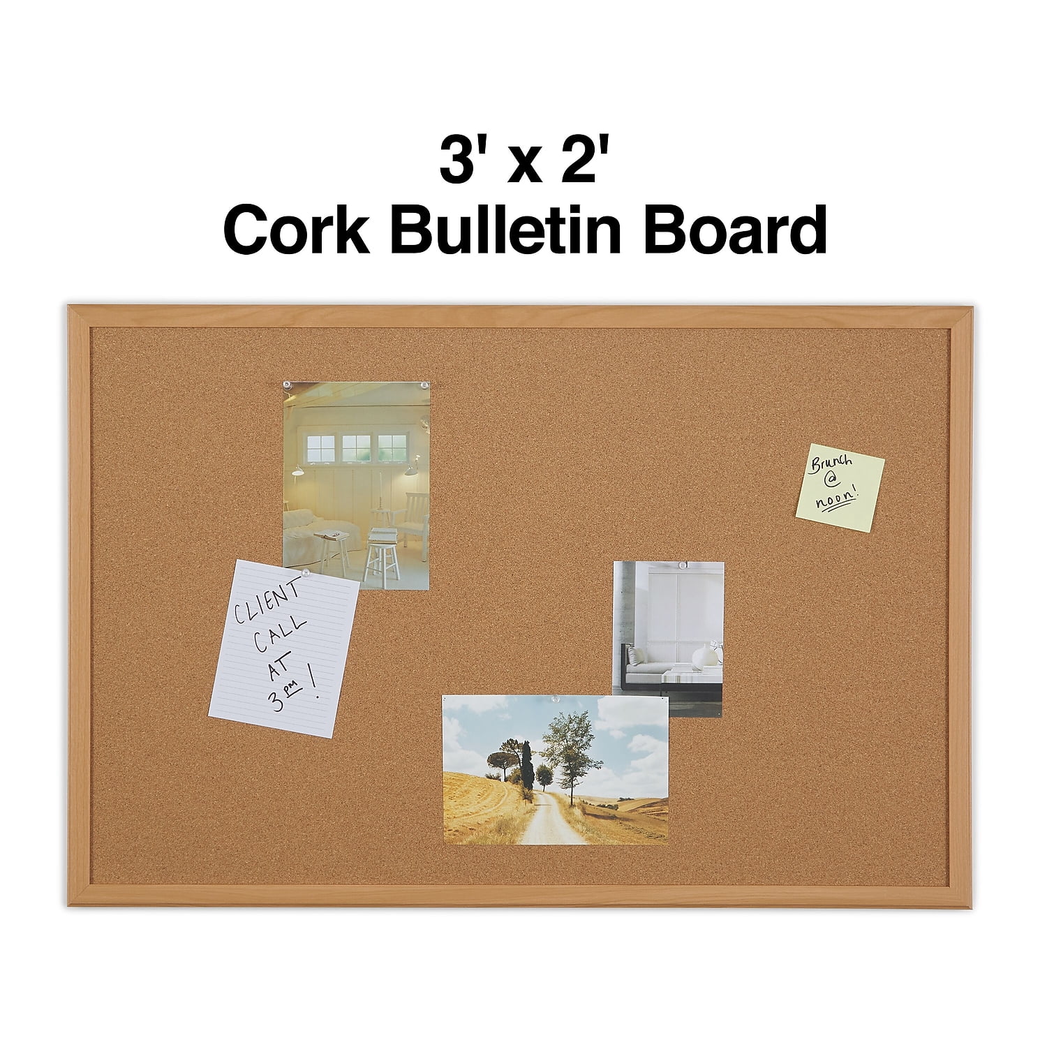 Staples Standard Durable Cork Bulletin Board Oak Frame 3'W x 2'H 2/Pack ST52461-CCVS